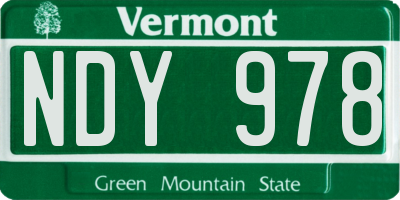 VT license plate NDY978