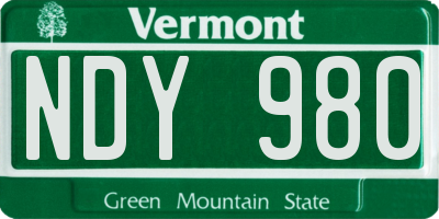 VT license plate NDY980