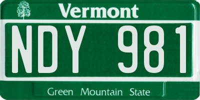 VT license plate NDY981
