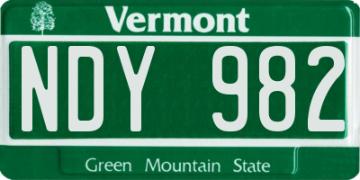 VT license plate NDY982