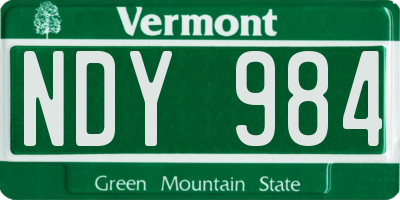 VT license plate NDY984