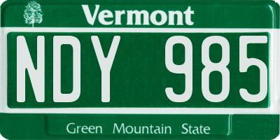 VT license plate NDY985