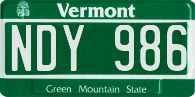 VT license plate NDY986