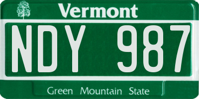 VT license plate NDY987
