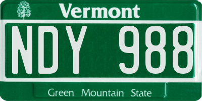 VT license plate NDY988