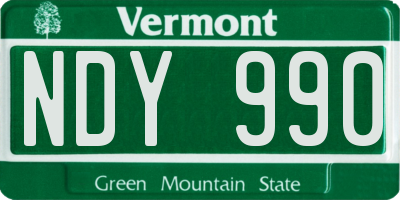 VT license plate NDY990