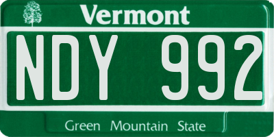 VT license plate NDY992