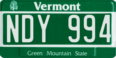 VT license plate NDY994