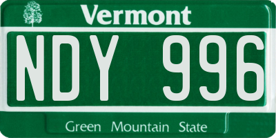 VT license plate NDY996