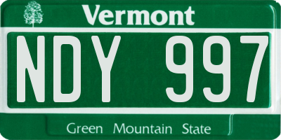 VT license plate NDY997
