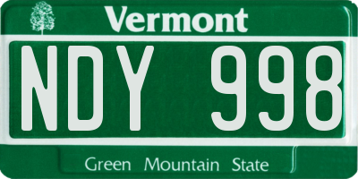 VT license plate NDY998