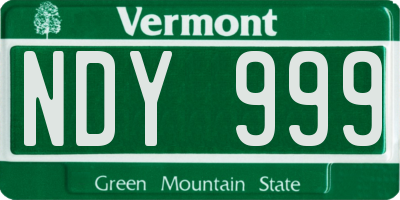 VT license plate NDY999