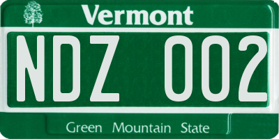 VT license plate NDZ002
