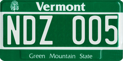 VT license plate NDZ005