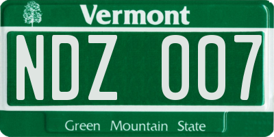 VT license plate NDZ007