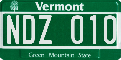 VT license plate NDZ010