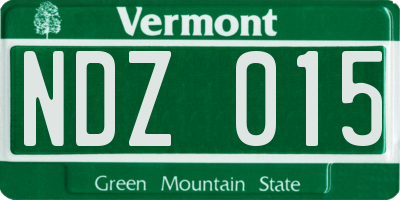 VT license plate NDZ015