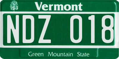 VT license plate NDZ018