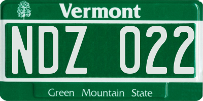 VT license plate NDZ022