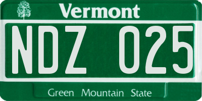 VT license plate NDZ025