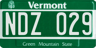 VT license plate NDZ029