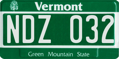 VT license plate NDZ032