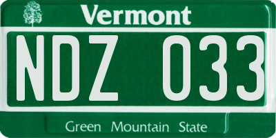 VT license plate NDZ033