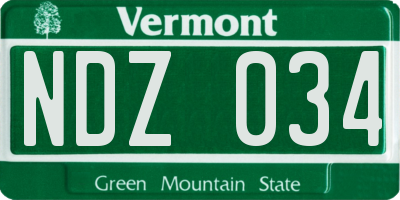 VT license plate NDZ034
