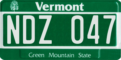 VT license plate NDZ047