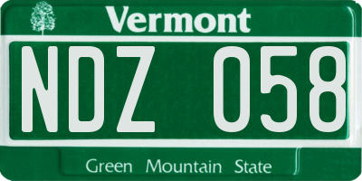 VT license plate NDZ058