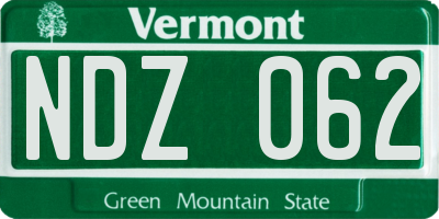 VT license plate NDZ062