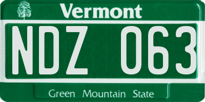 VT license plate NDZ063