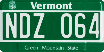 VT license plate NDZ064