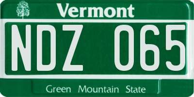 VT license plate NDZ065
