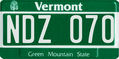VT license plate NDZ070