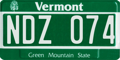 VT license plate NDZ074