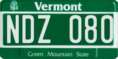 VT license plate NDZ080