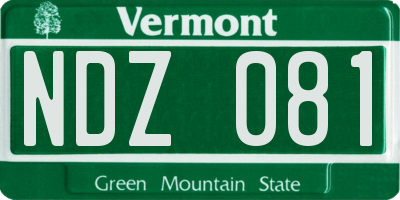 VT license plate NDZ081