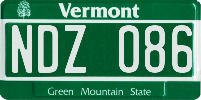 VT license plate NDZ086