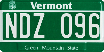 VT license plate NDZ096