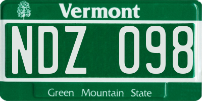 VT license plate NDZ098