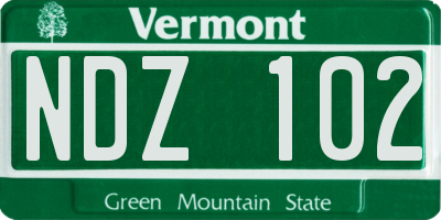 VT license plate NDZ102