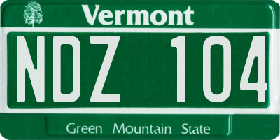 VT license plate NDZ104