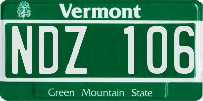 VT license plate NDZ106