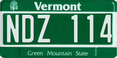 VT license plate NDZ114