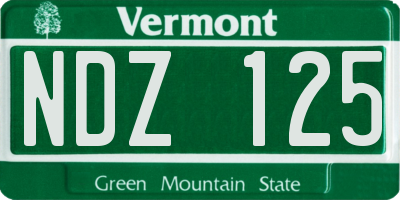VT license plate NDZ125