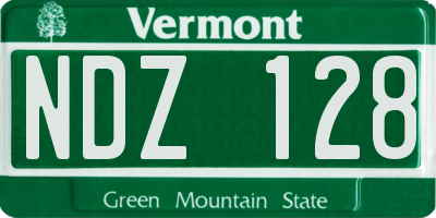 VT license plate NDZ128