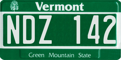 VT license plate NDZ142