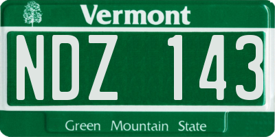 VT license plate NDZ143