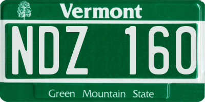 VT license plate NDZ160